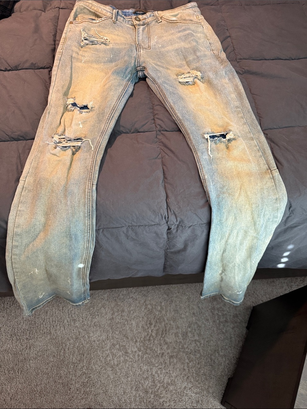 Slim Straight Distressed Light Blue Men's Jeans